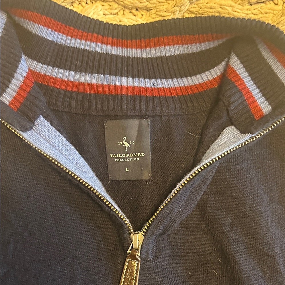 Tailorbyrd Men's Zip-Up Sweater in Navy and Red